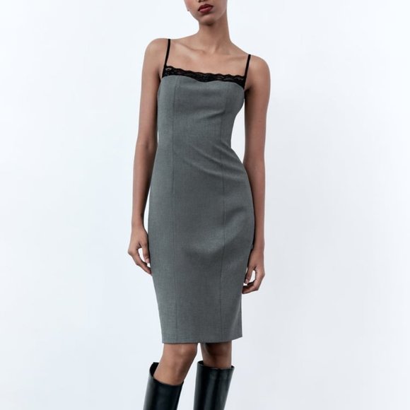 Zara Dresses & Skirts - NWT LACE GRAY MNI DRESS